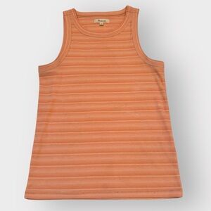 Madewell Orange Ribbed Striped Tank Top XS Casual Stretch Knit Summer Basic